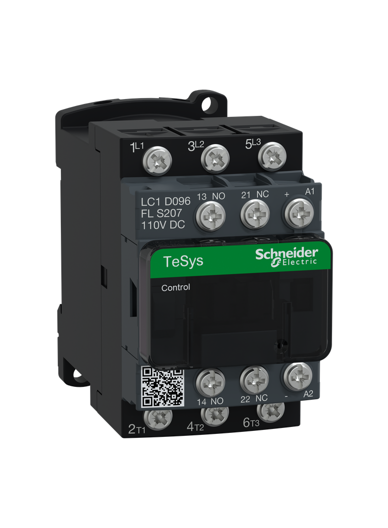 Stycznik mocy TeSys D [AC-3] 9A 3P 1Z 1R kolejowy cewka 110VDC niski pobór LC1D096FLS207 SCHNEIDER