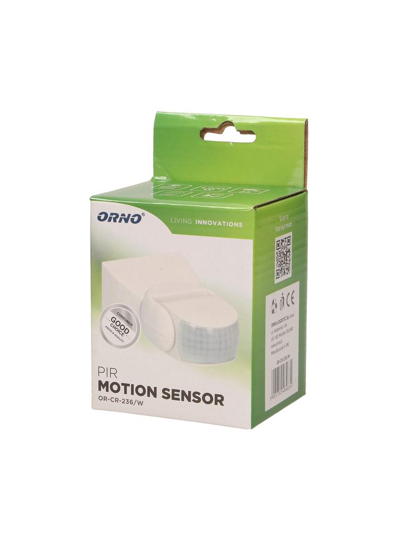 Czujnik ruchu 180st. regulacja pionowa i pozioma IP65 1200W biały OR-CR-236/W ORNO