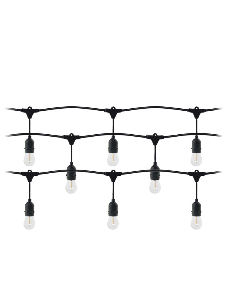 Girlanda oświetleniowa - 1 sznur 15 m (15 opraw) + 15 żarówek LED 1W E27, 3000K + 1 żarówka gratis