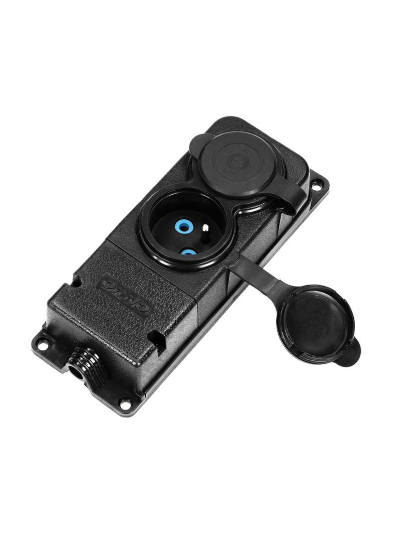 Rozgałęźnik bryzgoszczelny i odporny na uderzenia IP44 2 gniazda 16A 230V AC gumowy uniep OR-AE-1316