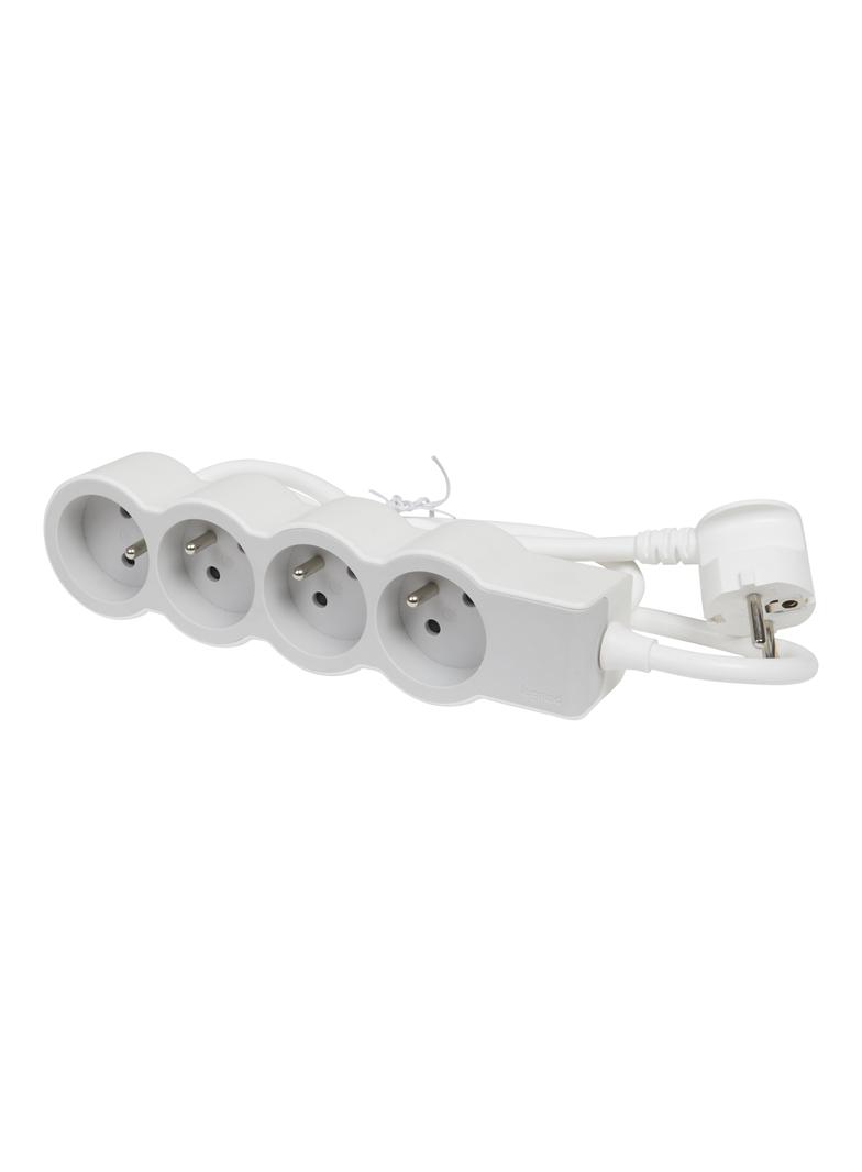 PRZEDŁUŻACZ STANDARD 4X2P+Z, Z PRZEWODEM 3.0 METRA 3X1.5 MM2 - BIAŁY/JASNOSZARY, Legrand