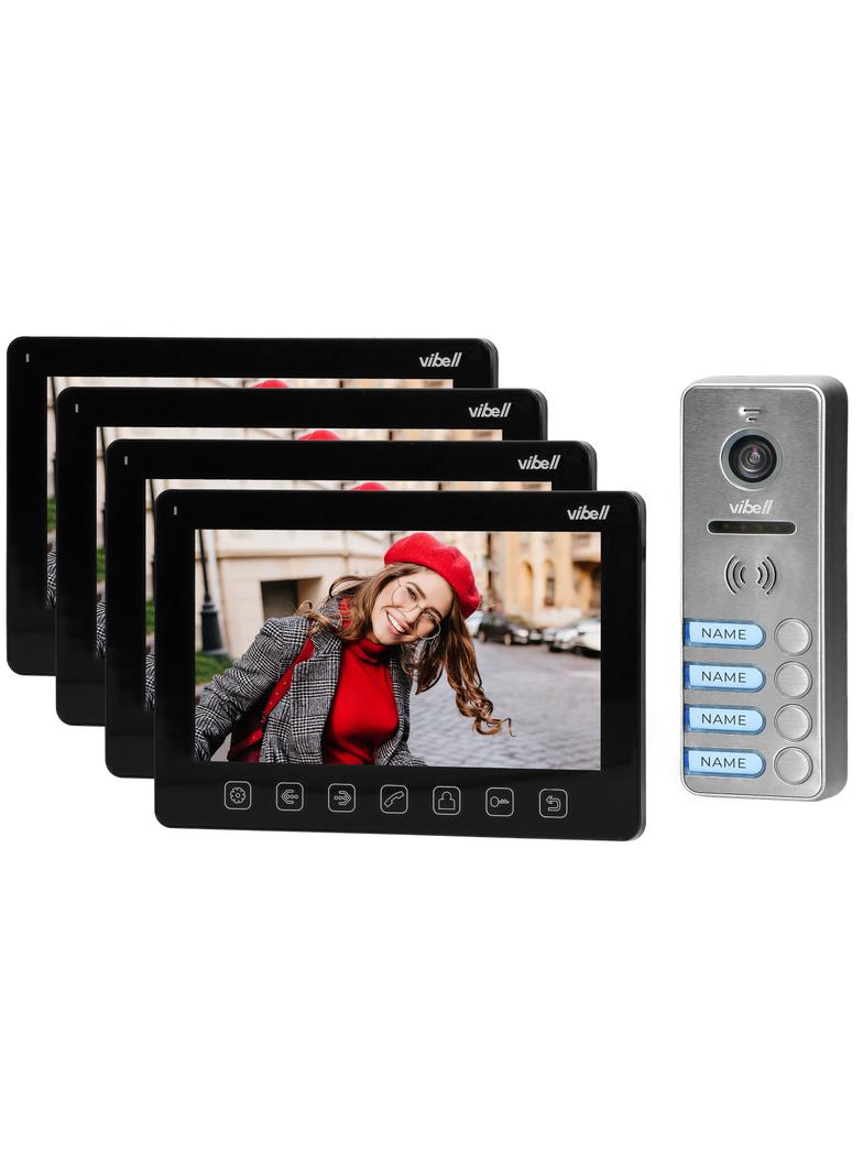 Zestaw wideodomofonowy 4-rodzinny bezsłuchawkowy kolor LCD 7" menu OSD sterowanie bramą czarn OR-VID