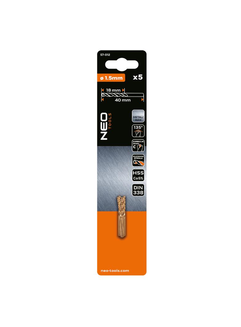 Wiertła do metalu HSS-Co 1.5 mm, 5 szt.