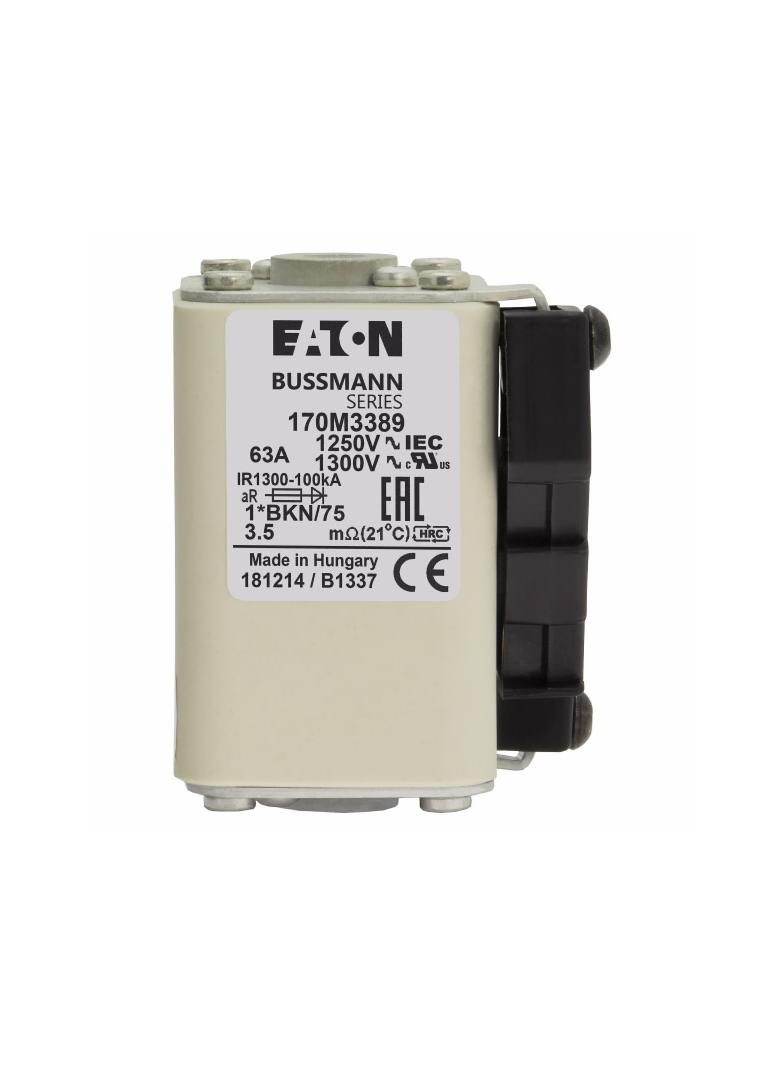 FUSE 63A 1250V 1*BKN/75 AR CU Wkładka szybka 63A AC 1250V rozmiar 1 45x59x75 mm aR, 170M3389 EATON