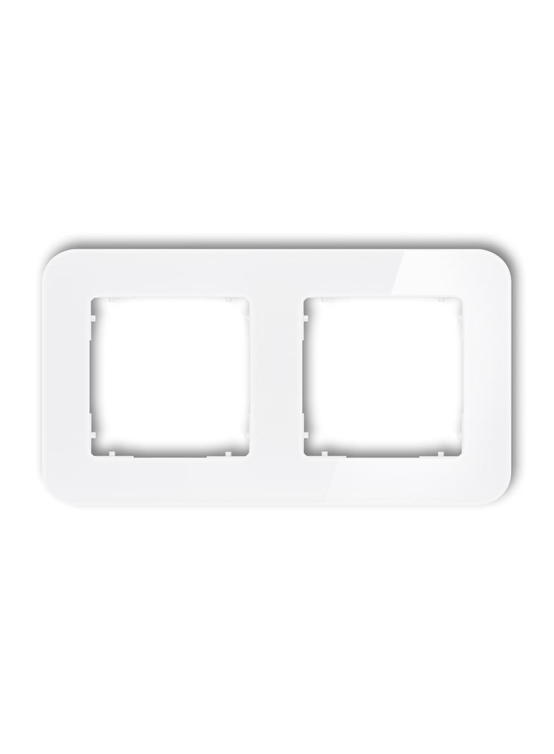 ICON Ramka uniwersalna podwójna zaokrąglona - efekt szkła (ramka: biała; spód: biały) biały