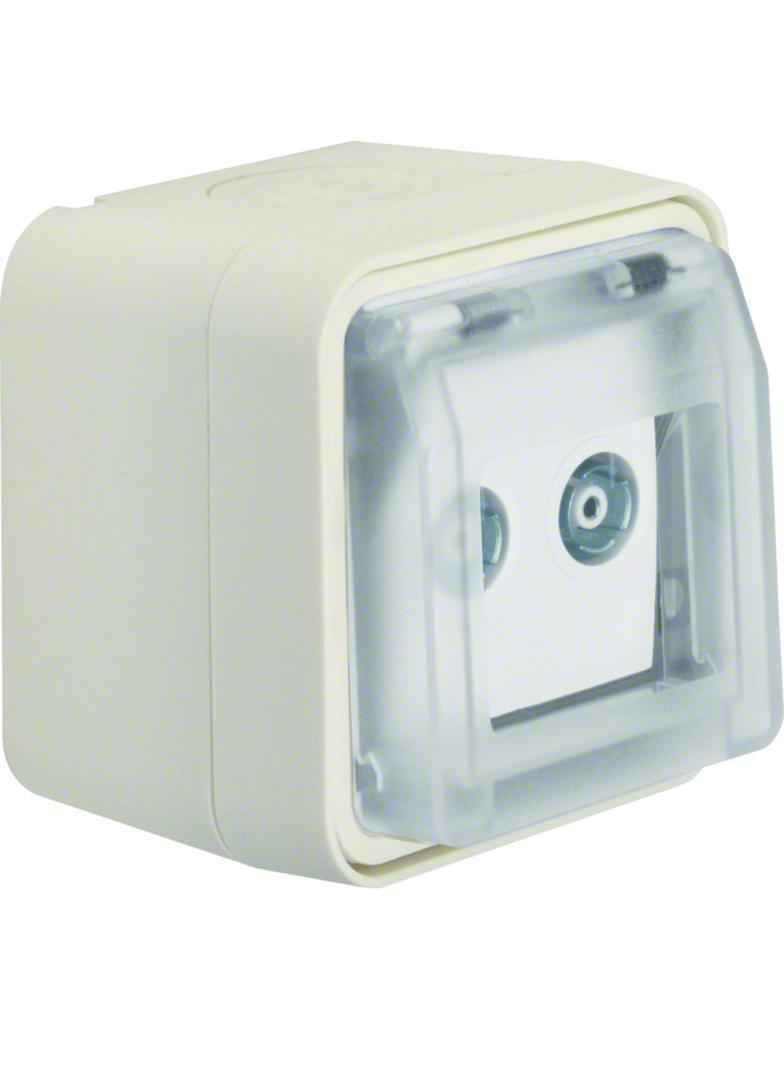 BERKER W.1 Gniazdo antracytenowe R+TV końcowe z pokrywą kompletne IP55 biały 12033512 HAGER