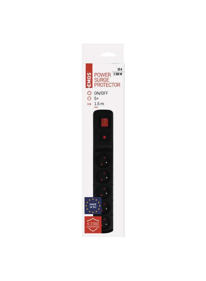 Listwa przeciwprzepięciowa (Acar) F5 5 gniazd 1,5m czarna P53871 EMOS