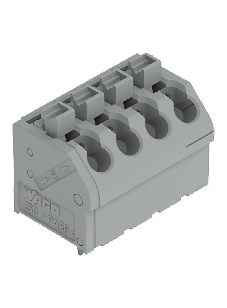 Listwa zaciskowa do płytek drukowanych 4-biegunowa szara raster 5mm /55szt./ 250-504 WAGO