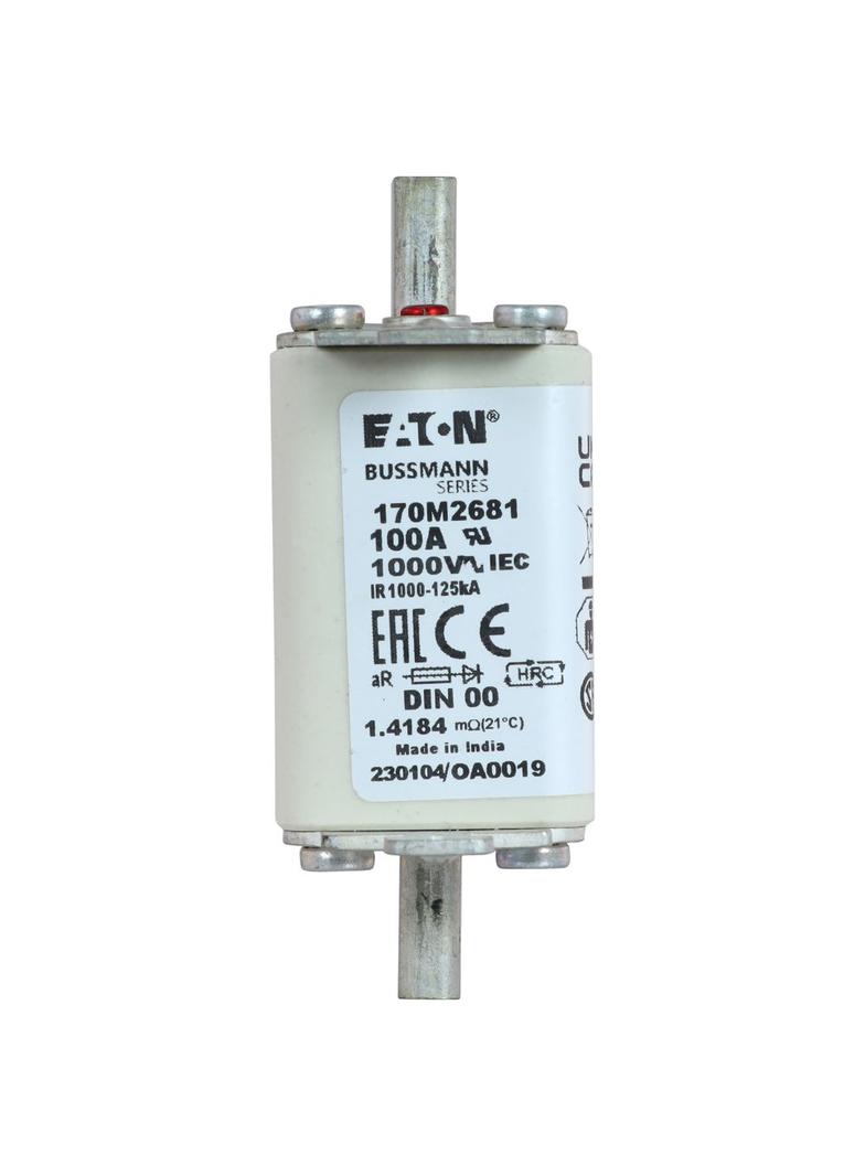 100A 1000V aR DIN 00 TYPE T FUSE Wkładka szybka 100A AC 1000V DIN 00 aR DIN IEC nieizolowan 170M2681