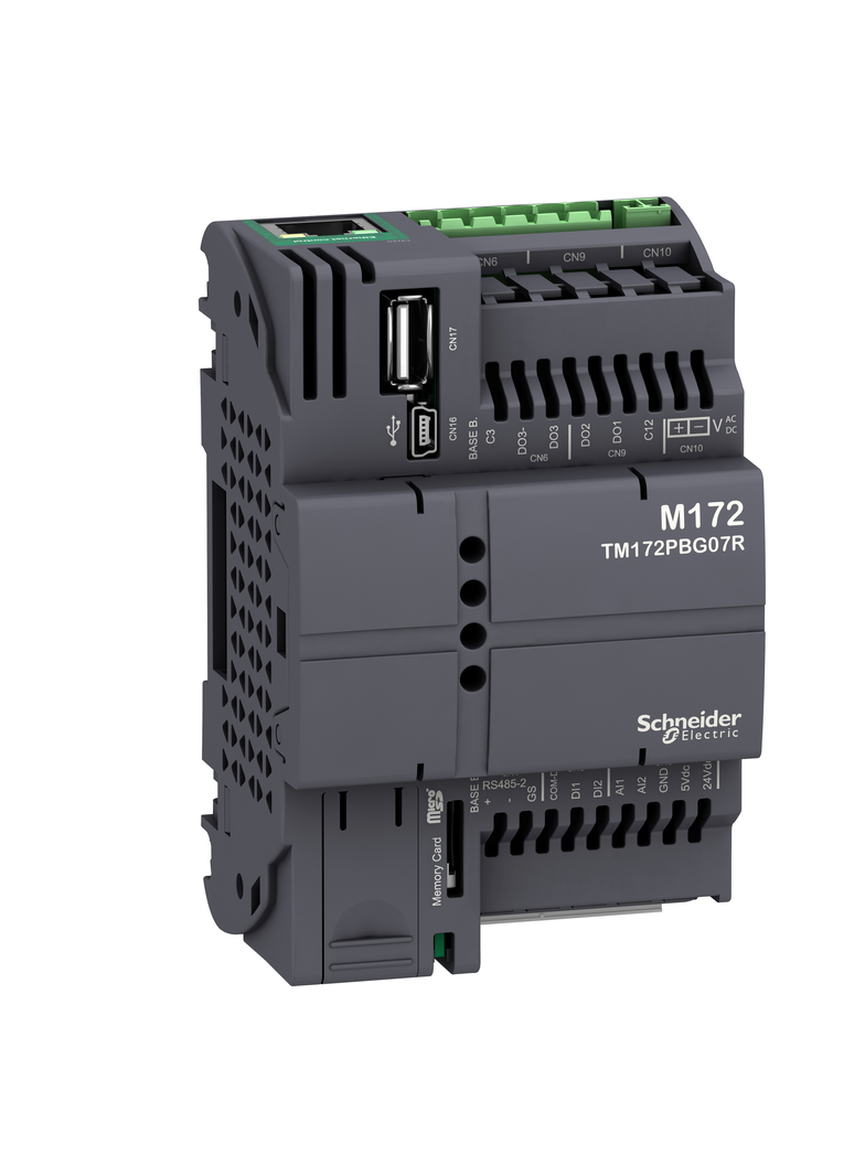 Modicon M172, Sterownik PLC HVAC, 2 DI, 2 AI, 3 DO, Ethernet, CAN, RS485, USB mini A/B, µSD