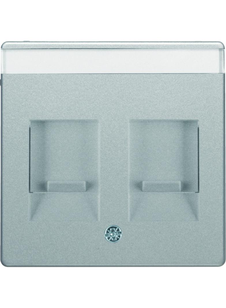 BERKER Q.x Płytka czołowa podwójna zasuwa chroniące przed kurzem pole opisowe aluminium aksamit laki