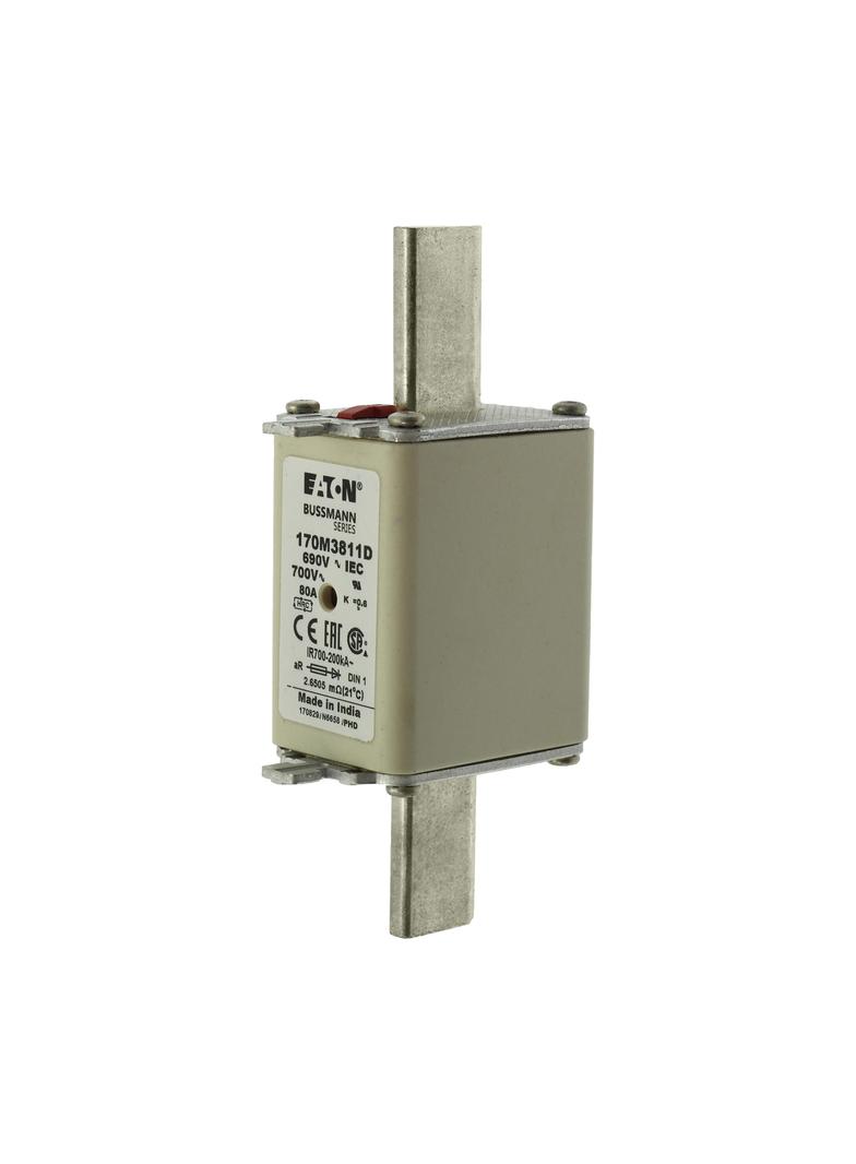 FUSE 80A 690V aR DIN 1 HSDNH Wkładka szybka 80A 690V aR DIN 1 podwójny wskaźnik 170M3811D EATON