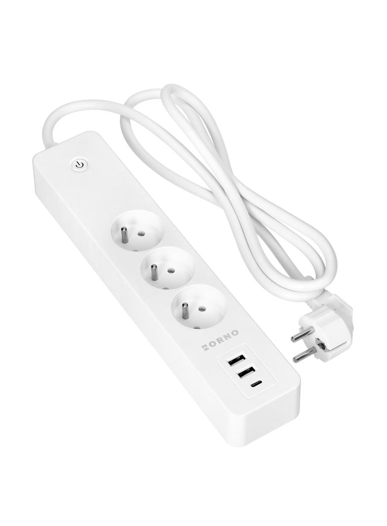 Przedłużacz z 3 gniazdami z uziemieniem i wyłącznikiem 2xUSB Tuya Smart Wi-Fi biały