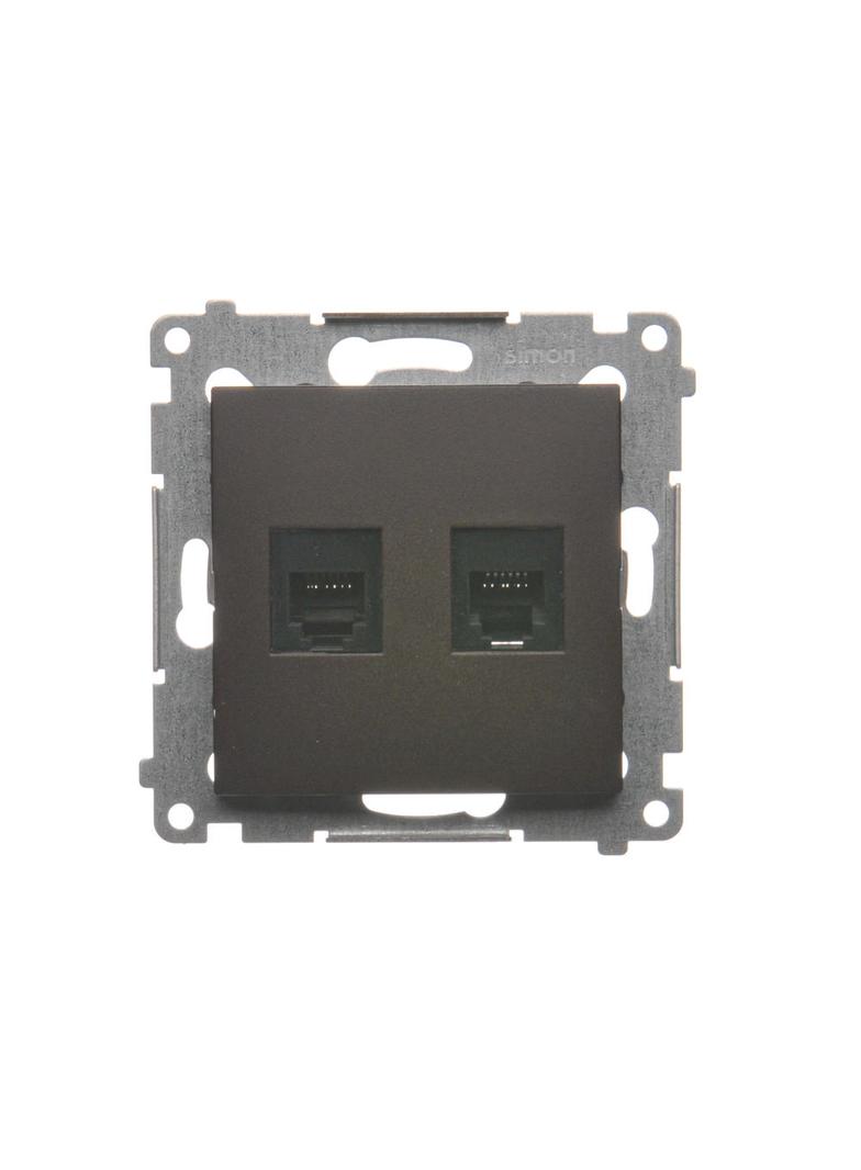 Simon 54 Gniazdo telefoniczne podwójne RJ12 brąz mat