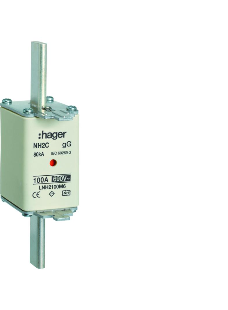 Wkładka bezp. nożowa NH2 wsk.podw. uchwyt nieiz. gG 100A 690VAC LNH2100M6 HAGER