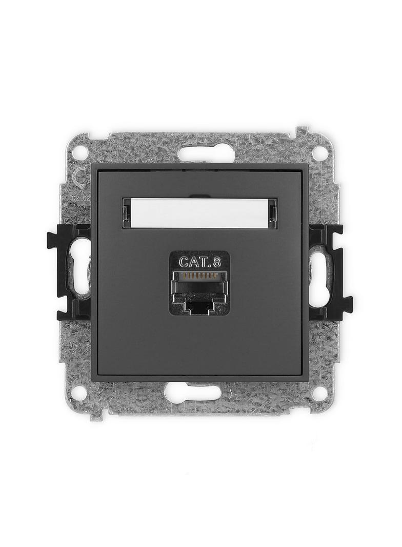 ICON Mechanizm gniazda komputerowego pojedynczego 1xRJ45, kat. 8, ekranowany, 8-stykowy grafitowy ma