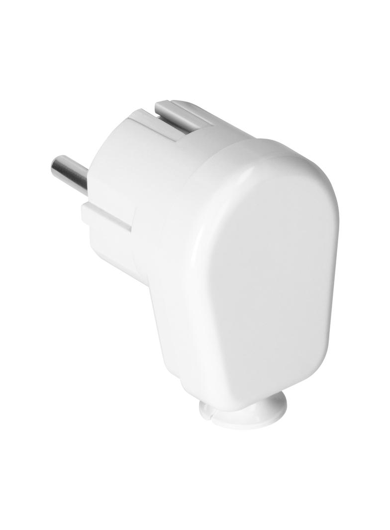 Wtyczka kątowa Uni-Schuko 16A, 230V, biała