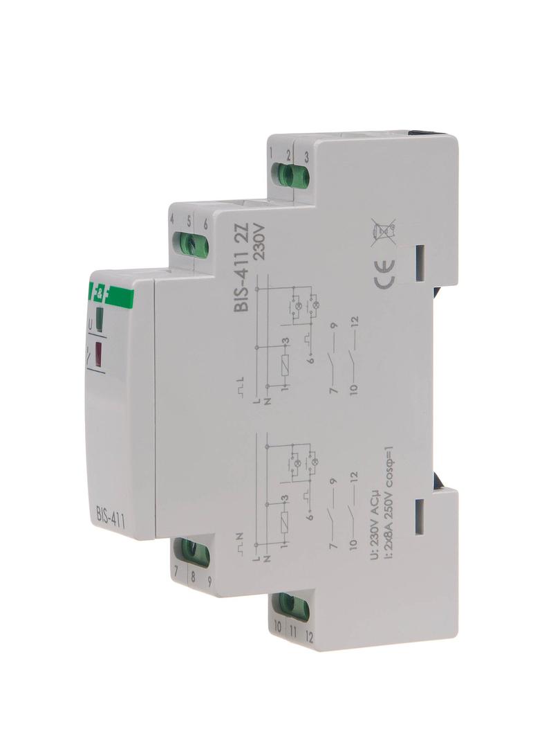 Przekaźnik bistabilny 230V 2Z BIS-411 2Z, montaż na szynie DIN