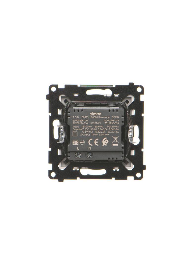 Simon 55 Ładowarka typ USB C+A 30W 230V aluminium mat TEC2CAQ.01/143 KONTAKT