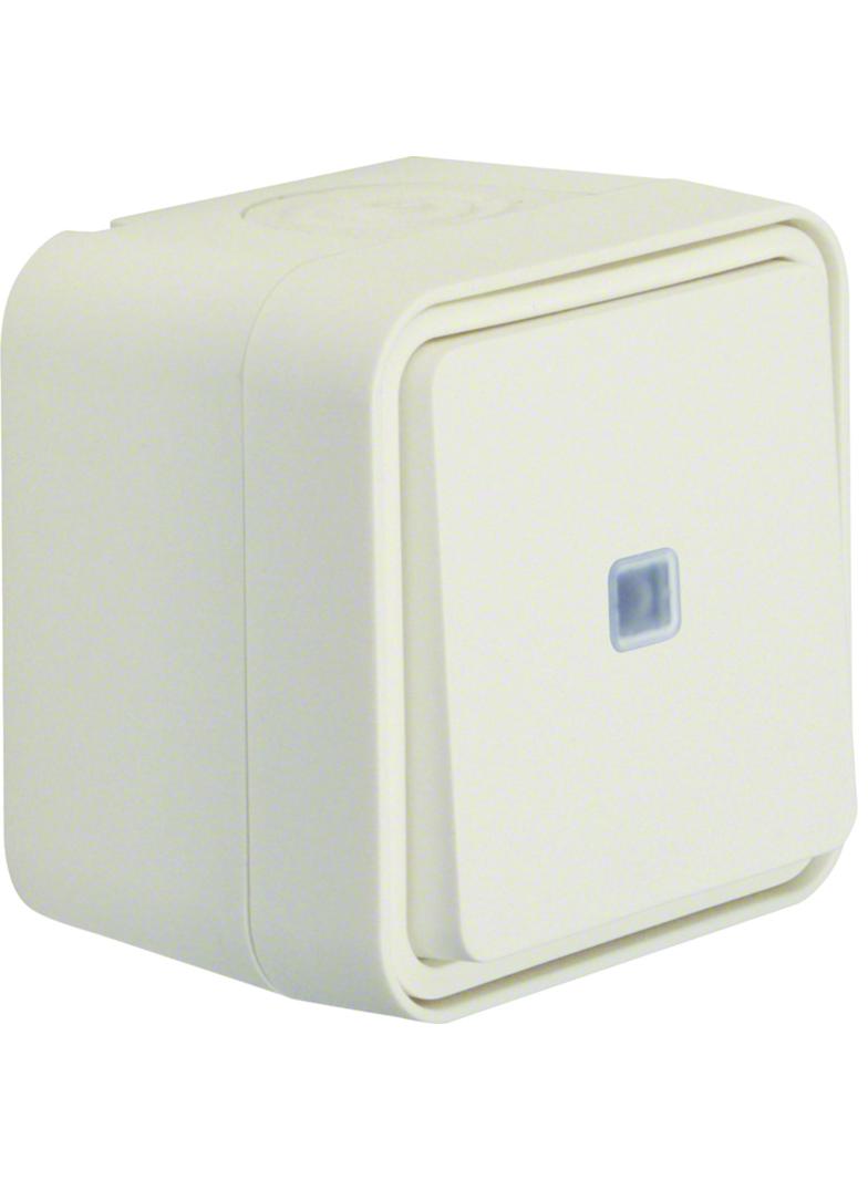 BERKER W.1 Łącznik uniwersalny przyciskowy z podświetleniem kompletny IP55 biały 50763502 HAGER