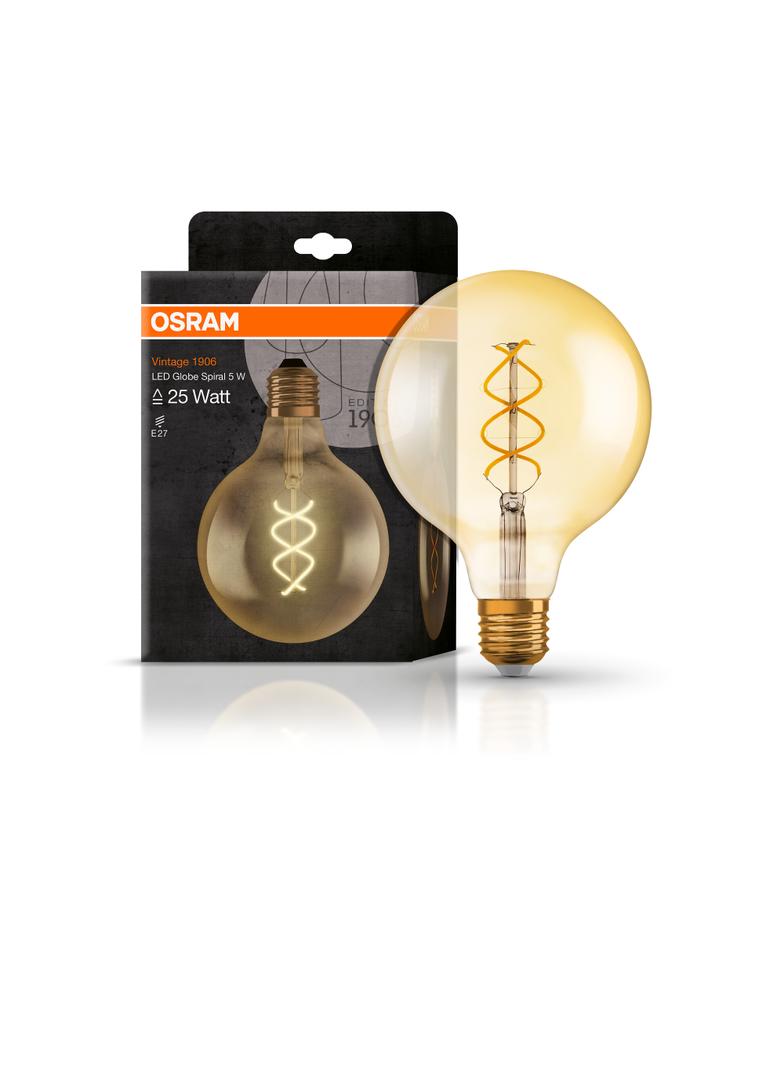 Żarówka LED Vintage 1906 LED CL GLOBE125 FIL GOLD 27 non-dim 5W/820 E27 4058075092136 LEDVANCE