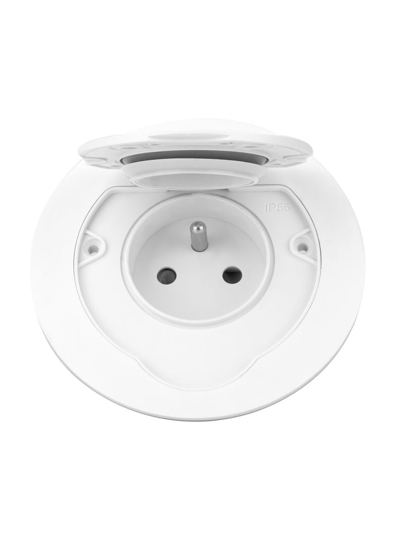 Hermetyczne gniazdo elektryczne okrągłe, IP55,1x2P+Z(French), białe
