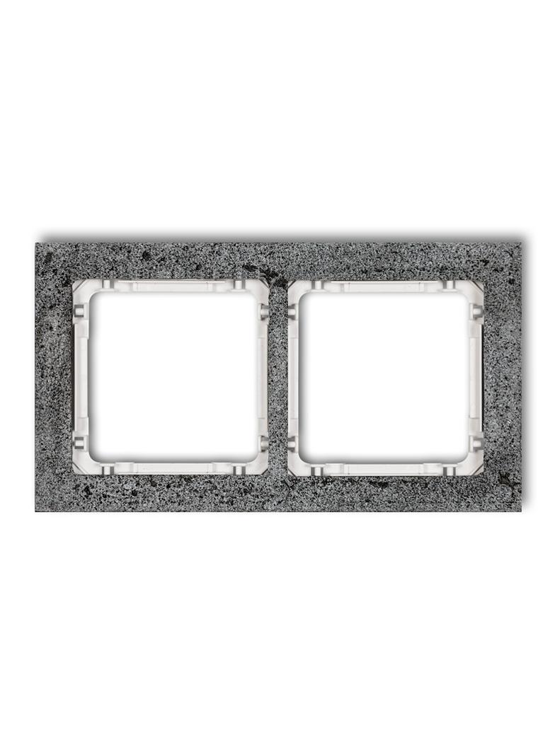 DECO Ramka uniwersalna podwójna - beton (ramka: antracytowa; spód: biały)