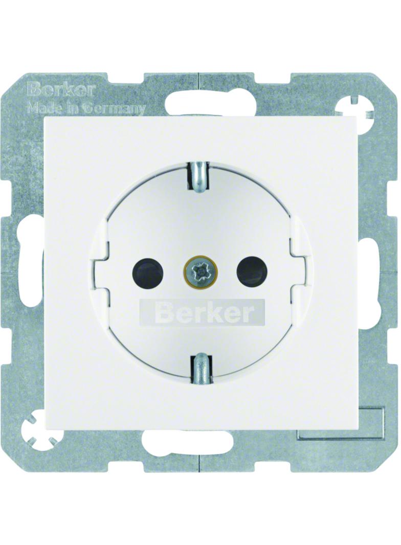 BERKER B.3/B.7 Gniazdo SCHUKO z przysłonami styków biały mat 41231909 HAGER