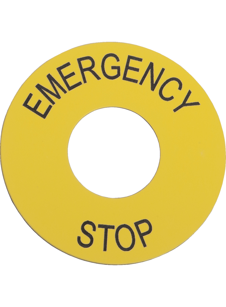 Harmony XAC Etykieta okrągła żółta 60mm /EMERGENCY STOP/ ZB2BY9330 Schneider