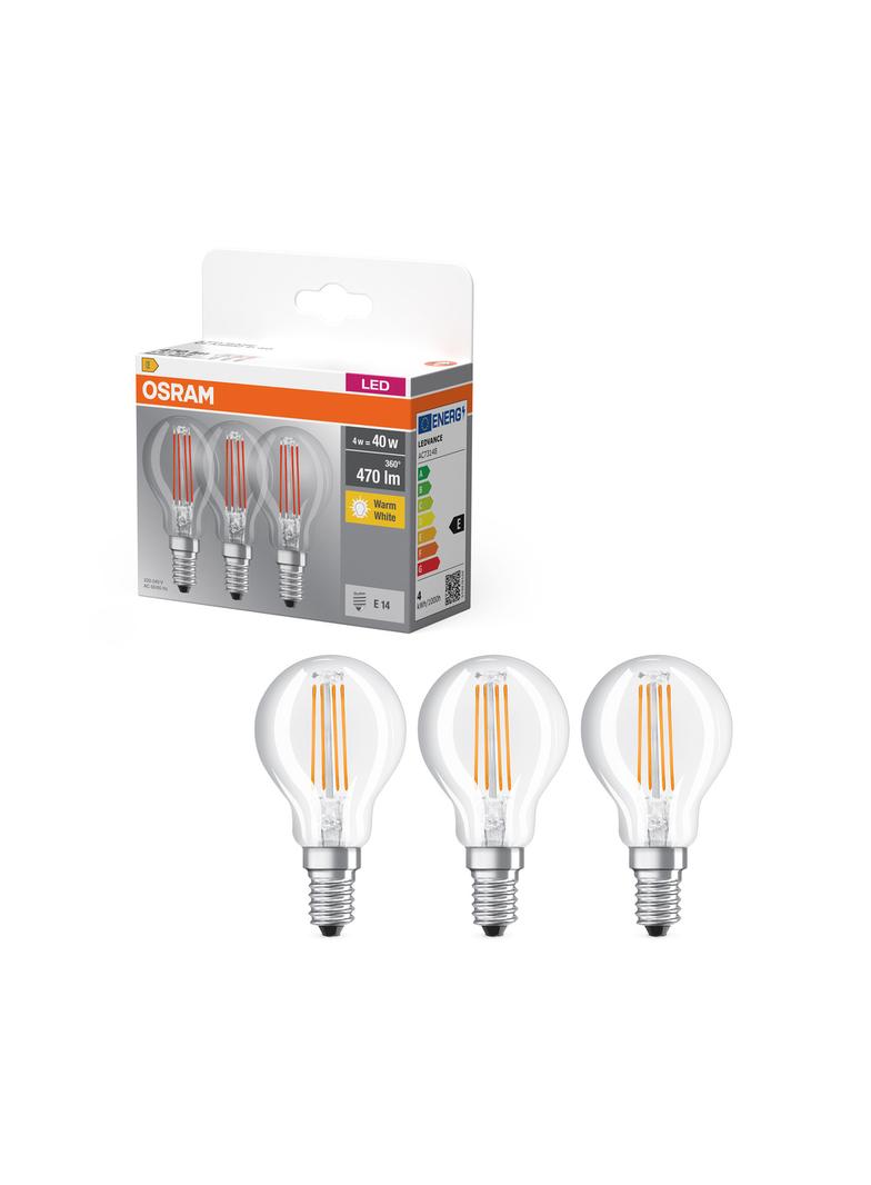 Lampa LED BASE Classic P40 4W/827 230V Filament szkło przezroczyste E14 FS3 OSRAM