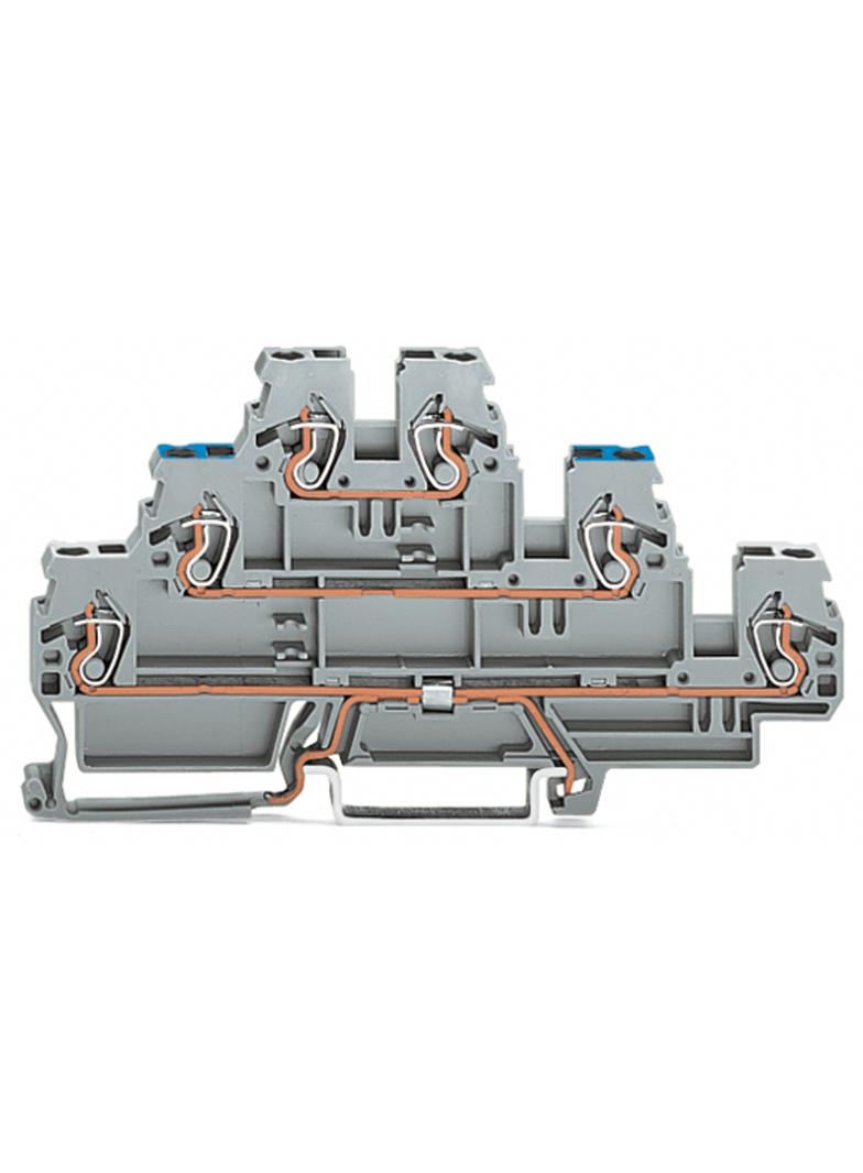 złączka trzypiętrowa ekran/L/L 2,5 mm2 szara /50szt./ WAGO