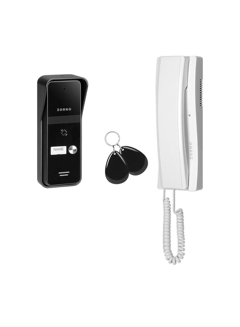 ENIR, zestaw domofonowy jednorodzinny, 2-żyłowy, z czytnikiem breloków, biały