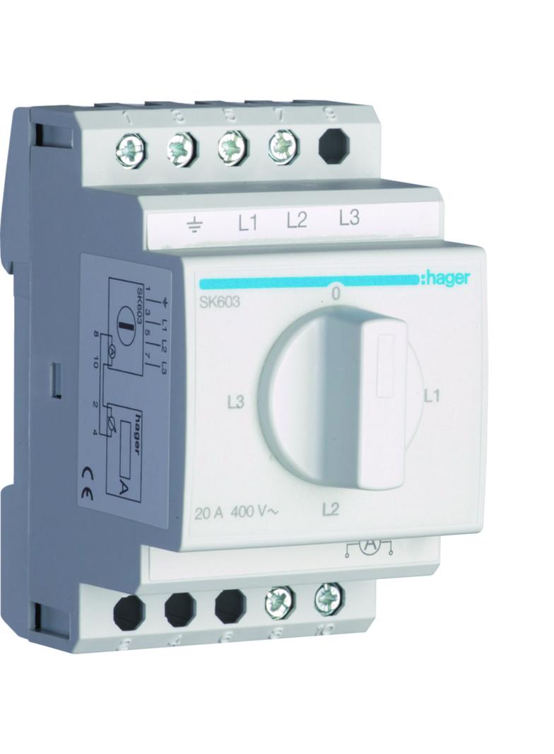 Przełącznik amperomierza 4-pozycyjny 400V 20A SK603 HAGER