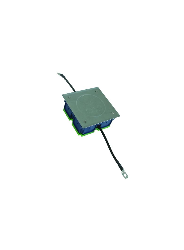 Obudowa PVC podtynk. z zaciskiem probierczym i linką odprowadzającą Cu 16 mm2, 160x160x68 mm, dekiel