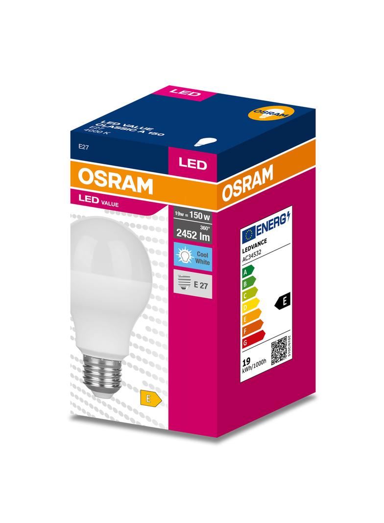 Lampa LED VALUE Classic A150 non-dim plastik 19W 840 E27