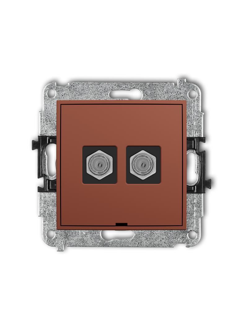 ICON Mechanizm gniazda antenowego podwójnego typu F (SAT) niklowany, bez pola opisowego terakota