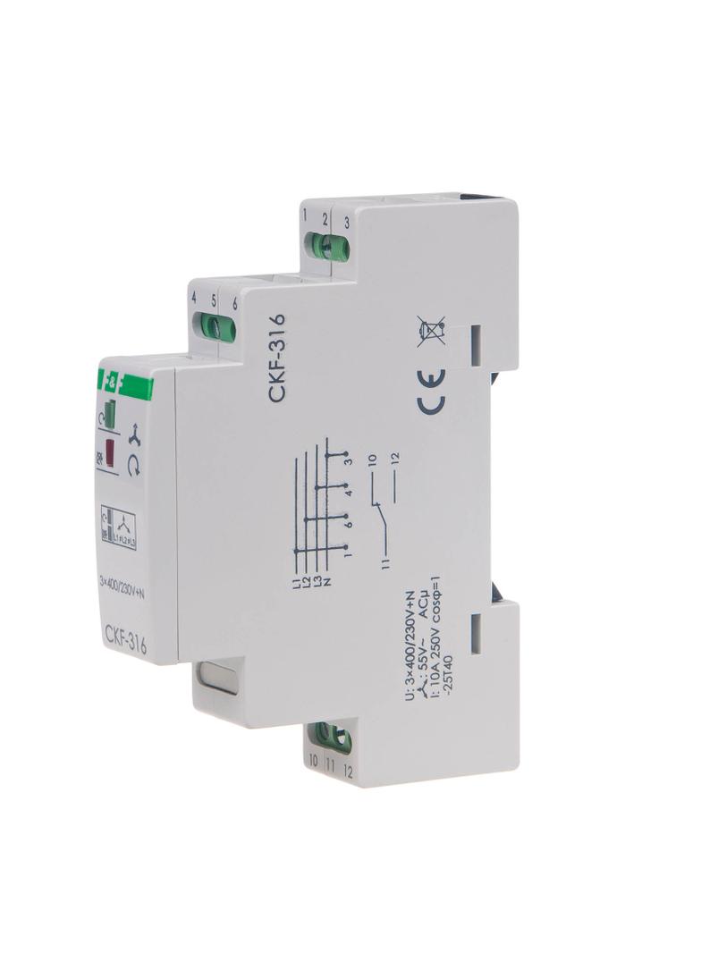Mikroprocesorowy czujnik kolejności i zaniku faz, montaz na szynie DIN,True RMS
