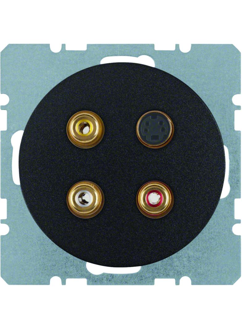 BERKER R.1/R.3 Gniazdo 3 x cinch/S-Video czarny 3315322045 HAGER