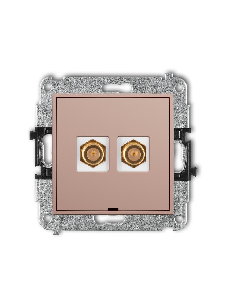 ICON Mechanizm gniazda antenowego podwójnego typu F (SAT) pozłacany, bez pola opisowego łososiowy