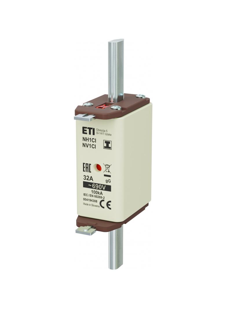 Wkładka topikowa NH zwłoczna KOMBI Zaczepy izolowane NH1C/I gG 32A 690V 004194308 ETI