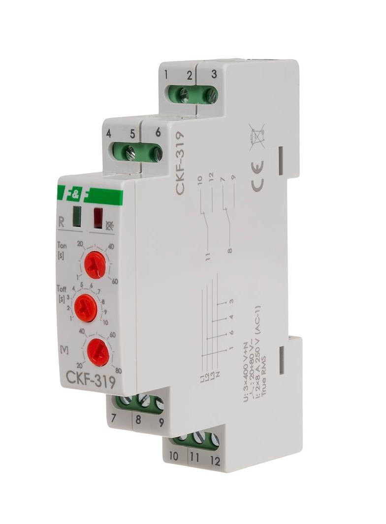 czujnik kolejności zaniku fazy z regulacją czasu zadziałania i powrotu