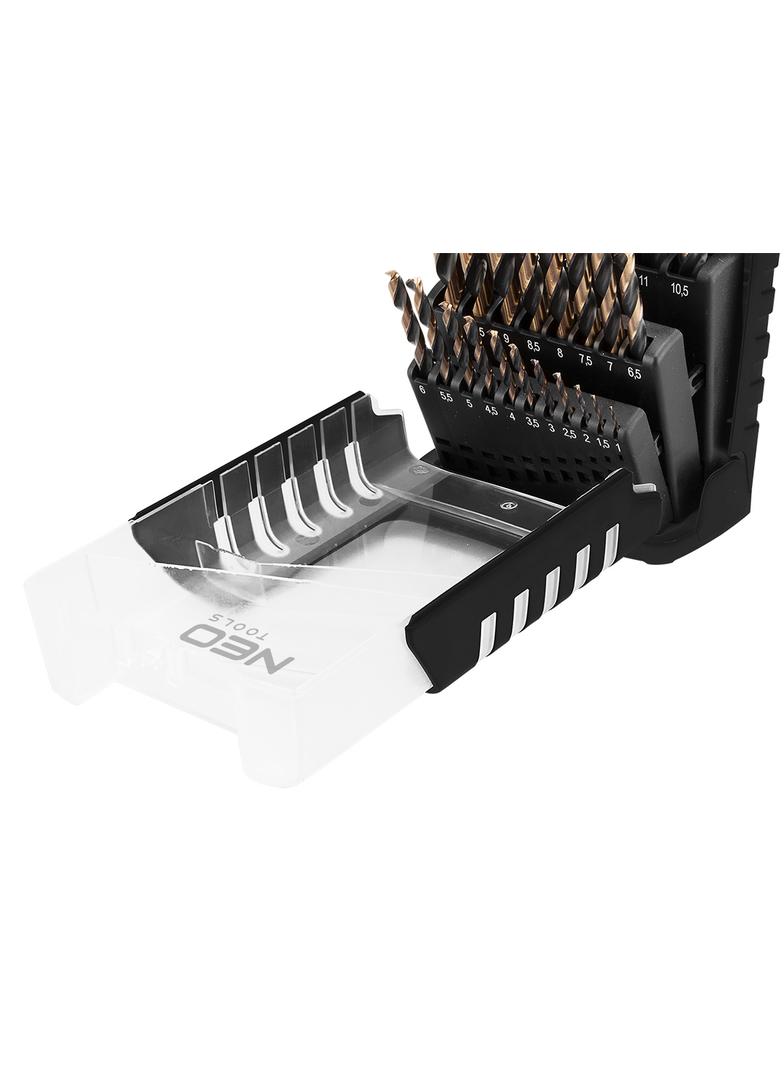 Wiertła do metalu HSS-CNC, 124°, "Pro-Tec", 1.0-13.0 mm, zestaw 25 szt.