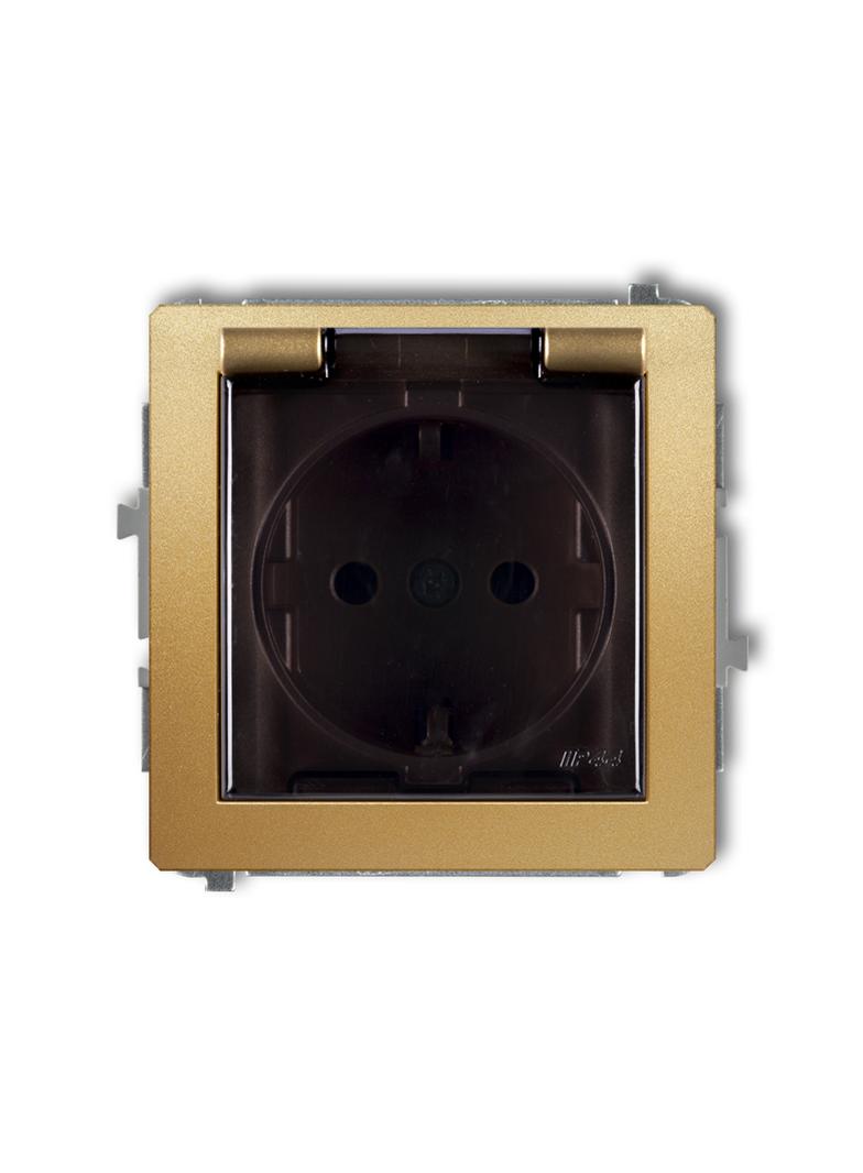 DECO Mechanizm gniazda bryzgoszczelnego z uziemieniem SCHUKO 2P+Z (klapka dymna, przesłony torów prą