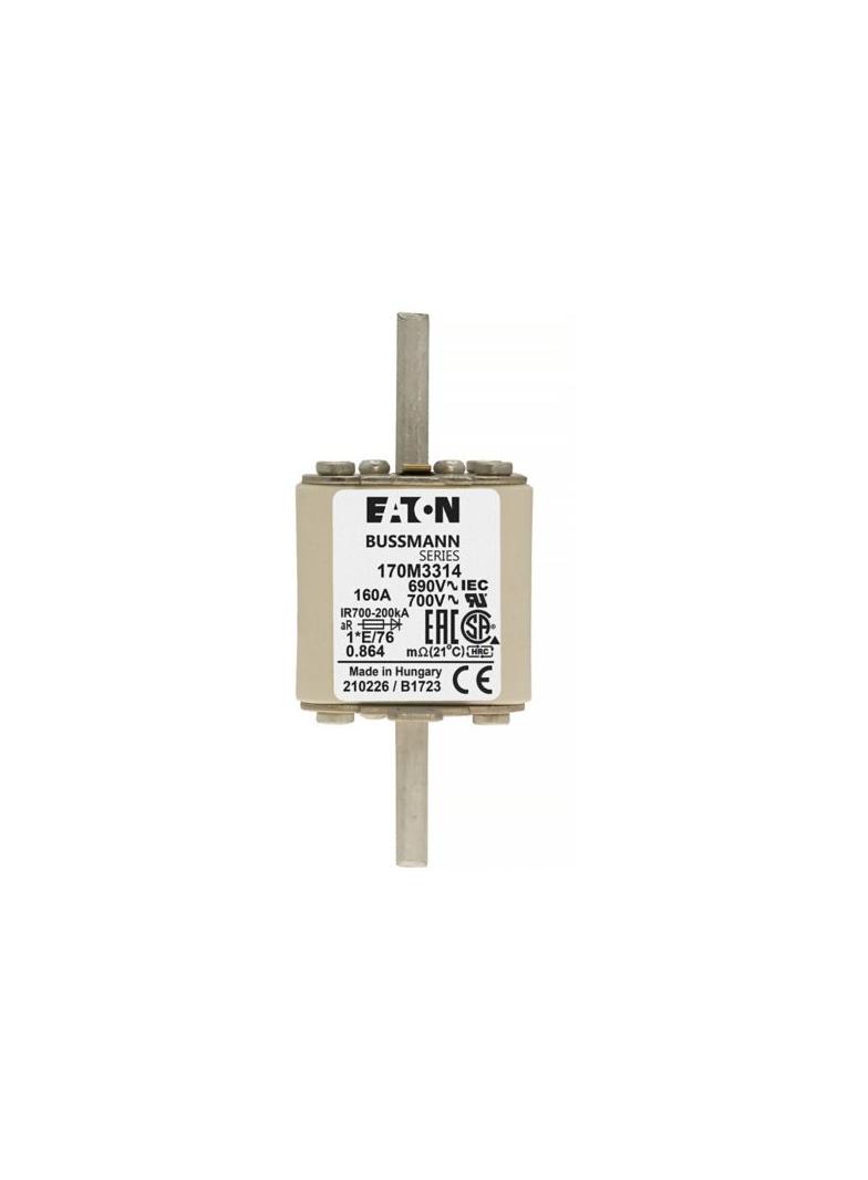 160A 690V IEC 1*E/76 aR FUSE Wkładka szybka 160A AC 690V rozmiar 1 45x59x102 mm aR, 170M3314 EATON
