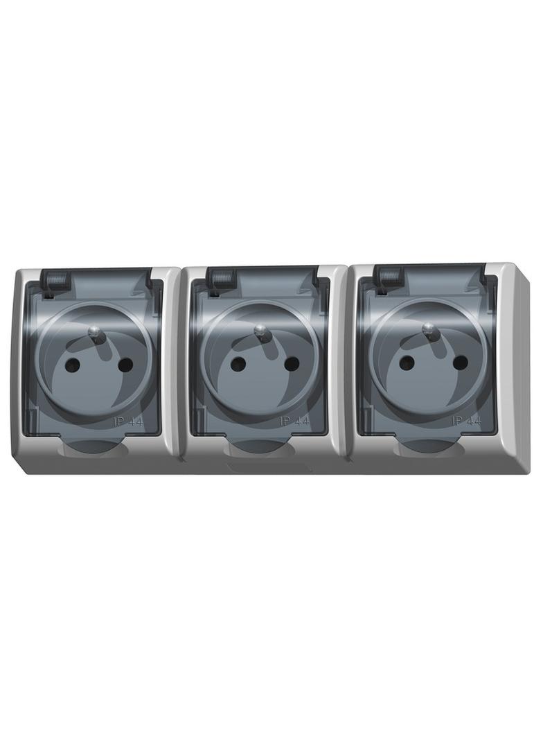 FALA Gniazdo potrójne z uziemieniem wieczko przezroczyste - kolor biały