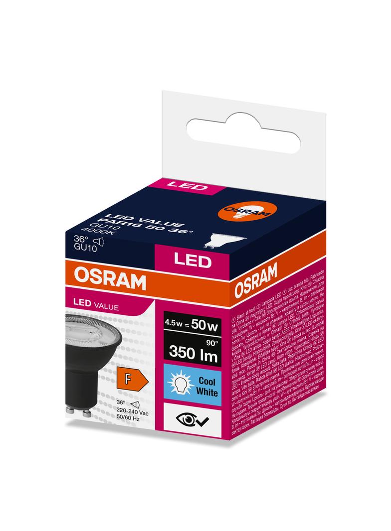 Lampa LED VALUE PAR16 50 36 4,5W/840 230V GU10 BK
