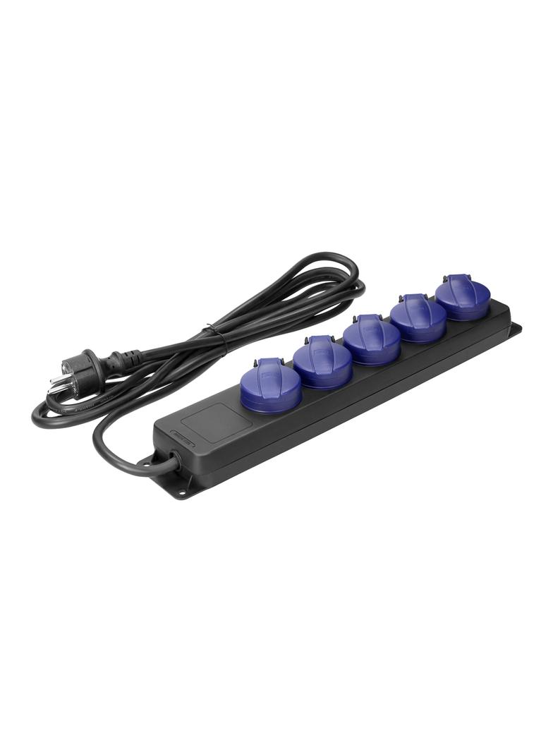 Przedłużacz warsztatowy bryzgoszczelny IP44, 5 gniazd 2P+Z IP44, schuko przewód gumowy, H05RR-F 3x1,