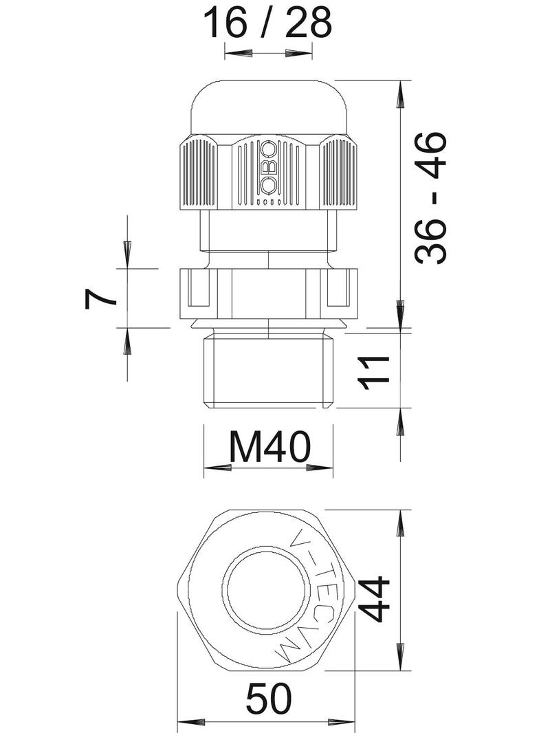 V-TEC VM40UV LGR, Dławik kablowy