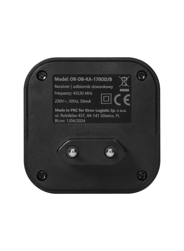 ATEL AC, dzwonek bezprzewodowy sieciowy, learning system, 38 dźwięków, 150m, czarny OR-DB-KA-170/B ORNO