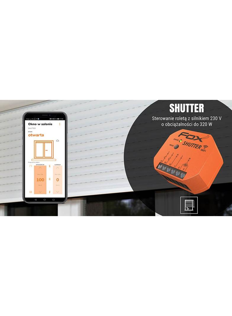 SHUTTER Dopuszkowy sterownik rolet Wi-Fi z silnikiem 230V